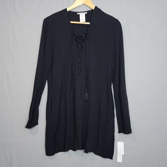 La Blanca Resort Wear Cover Up Dress Tassels Style LB3VL55 Black Size‎ M NWT - Picture 3 of 6